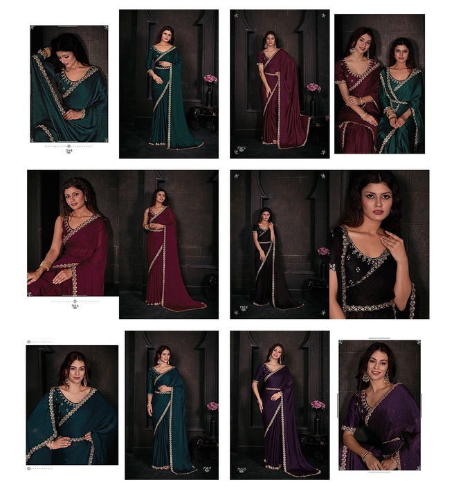 Mehek 750 A TO F Pure Satin Chiffon Party Wear Saree Wholesale Online